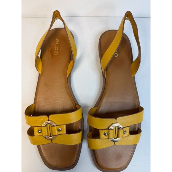 Aldo Fandra Pillow Walk Flat Sandals Yellow Size 11 Open Toe Casual Shoes - Picture 4 of 11